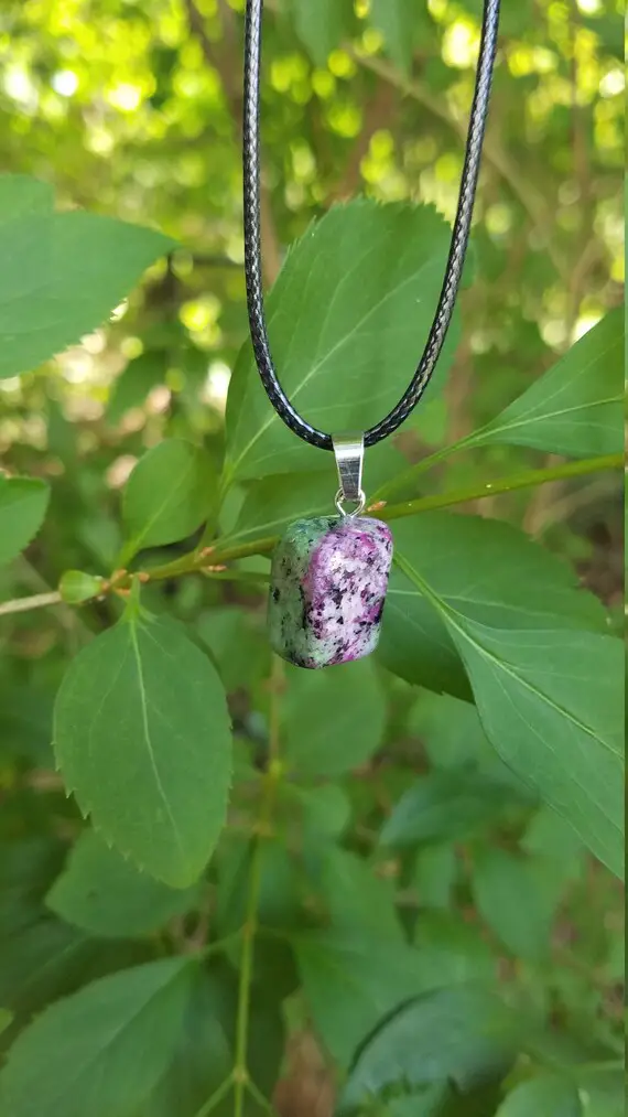 Reiki Infused Pendant -- Ruby Zoisite Necklace Pendant  ( Heart Chakra, Crown Chakra Balancing, Psychic Abilities, Passion, Love)