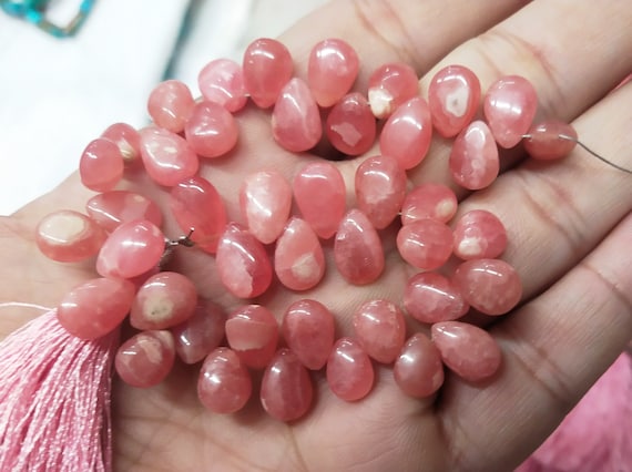 8 Inches Strand, Natural Rhodochrosite Smooth Pear Shape Briolettes,size. 10-8mm