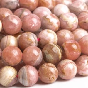 Shop Rhodochrosite Round Beads! Genuine Natural Argentina Rhodochrosite Gemstone Beads 6-7MM Pink Round A Quality Loose Beads (119459) | Natural genuine round Rhodochrosite beads for beading and jewelry making.  #jewelry #beads #beadedjewelry #diyjewelry #jewelrymaking #beadstore #beading #affiliate #ad
