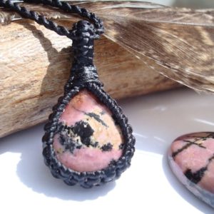 Shop Rhodonite Pendants! Little Rhodonite, A Touch of Venus and Saturn, Rhodonite Pendant, Self-Nurture, Rhodonite Necklace, Macrame Jewelry, Rhodonite Jewelry | Natural genuine Rhodonite pendants. Buy crystal jewelry, handmade handcrafted artisan jewelry for women.  Unique handmade gift ideas. #jewelry #beadedpendants #beadedjewelry #gift #shopping #handmadejewelry #fashion #style #product #pendants #affiliate #ad