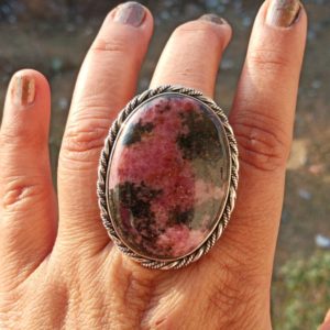 Shop Rhodonite Rings! Rhodonite ring,925 solid silver ring,pink stone ring,oval shape gemstone ring,Boho Natural Rhodonite jewelry,handcrafted ring gift her | Natural genuine Rhodonite rings, simple unique handcrafted gemstone rings. #rings #jewelry #shopping #gift #handmade #fashion #style #affiliate #ad