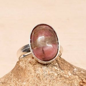 Shop Rhodonite Jewelry! Pink Rhodonite ring. 925 sterling silver. Reiki jewelry uk. Taurus jewelry. Women's Adjustable ring. 14x10mm Semi precious stone ring | Natural genuine Rhodonite jewelry. Buy crystal jewelry, handmade handcrafted artisan jewelry for women.  Unique handmade gift ideas. #jewelry #beadedjewelry #beadedjewelry #gift #shopping #handmadejewelry #fashion #style #product #jewelry #affiliate #ad