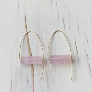 Shop Rose Quartz Earrings! Rose Quartz Arc Hoop Rose Quartz Modern Hoop Rose Quartz Earrings | Natural genuine Rose Quartz earrings. Buy crystal jewelry, handmade handcrafted artisan jewelry for women.  Unique handmade gift ideas. #jewelry #beadedearrings #beadedjewelry #gift #shopping #handmadejewelry #fashion #style #product #earrings #affiliate #ad