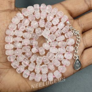Shop Rose Quartz Necklaces! Hand Knotted Rose Quartz Carving Watermelon Necklace,Rose Quartz Knotted Necklace,Carving Bead Necklace,Quartz Necklace,Handmade Necklace | Natural genuine Rose Quartz necklaces. Buy crystal jewelry, handmade handcrafted artisan jewelry for women.  Unique handmade gift ideas. #jewelry #beadednecklaces #beadedjewelry #gift #shopping #handmadejewelry #fashion #style #product #necklaces #affiliate #ad