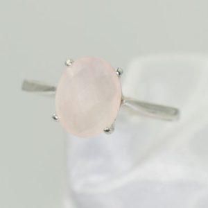 Shop Rose Quartz Rings! Rose Quartz Ring, Genuine Gemstone 10×8 mm Checkerboard Faceted Oval, Something Pink. Love Gemstone. Set in 925 Sterling Silver Mounting | Natural genuine Rose Quartz rings, simple unique handcrafted gemstone rings. #rings #jewelry #shopping #gift #handmade #fashion #style #affiliate #ad