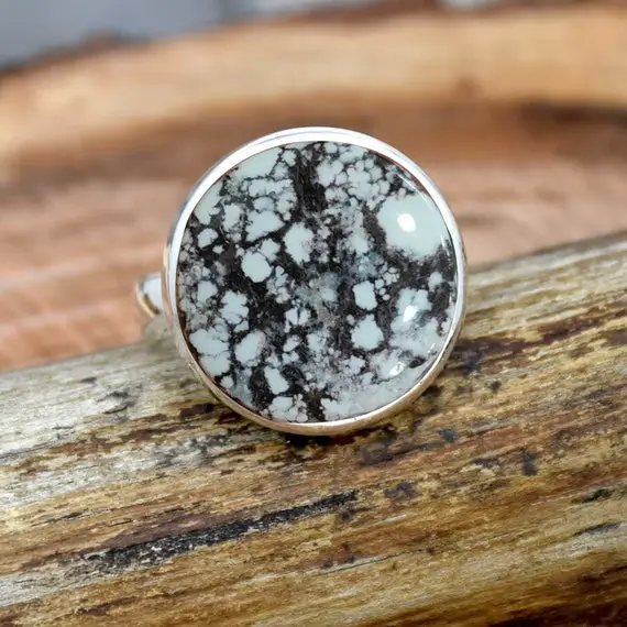 Natural American Wild Horse Magnesite Gemstone Oval Sterling Silver Ring, Handmade Gemstone Ring, Wedding Ring, Birthday Gift, Gift For Her