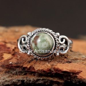 Shop Rainforest Jasper Rings! Round Rainforest Jasper Ring, Handmade Silver Ring, Natural Gemstone Ring, 925 Sterling Ring, Solid Ring, Unisex Ring , Rainforest Jasper | Natural genuine Rainforest Jasper rings, simple unique handcrafted gemstone rings. #rings #jewelry #shopping #gift #handmade #fashion #style #affiliate #ad