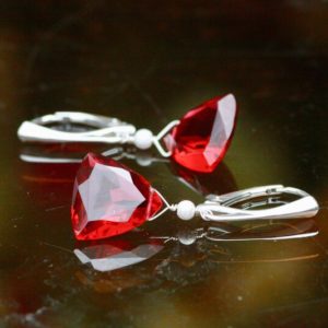Shop Ruby Earrings! Drop Ruby Earrings Sterling Silver 925 , European Hinges , July Birthstone, 40th Anniversary | Natural genuine Ruby earrings. Buy crystal jewelry, handmade handcrafted artisan jewelry for women.  Unique handmade gift ideas. #jewelry #beadedearrings #beadedjewelry #gift #shopping #handmadejewelry #fashion #style #product #earrings #affiliate #ad