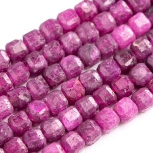 Shop Ruby Faceted Beads! Genuine Natural Purple Red Ruby Loose Beads Beveled Edge Faceted Cube Shape 4x4mm | Natural genuine faceted Ruby beads for beading and jewelry making.  #jewelry #beads #beadedjewelry #diyjewelry #jewelrymaking #beadstore #beading #affiliate #ad