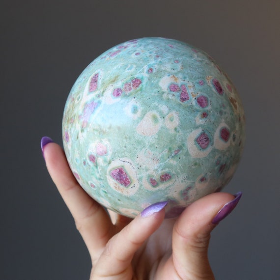 Ruby Fuchsite Sphere Field Of Free Spirited Love Precious Crystal Ball