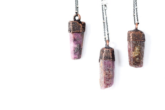 Ruby Crystal Necklace | Raw Ruby Necklace | Raw Mineral Necklace | Ruby Gemstone Pendant On Copper Chain | Rough Ruby Crystal Pendant