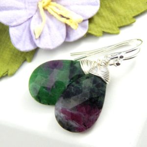 Shop Ruby Zoisite Earrings! Ruby Zoisite Earrings,Gemstone Earrings,Sterling Silver | Natural genuine Ruby Zoisite earrings. Buy crystal jewelry, handmade handcrafted artisan jewelry for women.  Unique handmade gift ideas. #jewelry #beadedearrings #beadedjewelry #gift #shopping #handmadejewelry #fashion #style #product #earrings #affiliate #ad