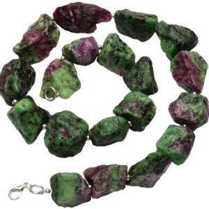 Shop Ruby Zoisite Necklaces! ruby zoisite necklace 19 inches, genuine gemstone, rough unpolished nuggets, huge size 17 to 20mm broad and 22 to 32mm long beads | Natural genuine Ruby Zoisite necklaces. Buy crystal jewelry, handmade handcrafted artisan jewelry for women.  Unique handmade gift ideas. #jewelry #beadednecklaces #beadedjewelry #gift #shopping #handmadejewelry #fashion #style #product #necklaces #affiliate #ad