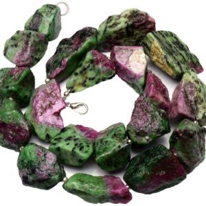 Shop Ruby Zoisite Necklaces! ruby zoisite necklace 19 inches, genuine gemstone, rough unpolished nuggets, huge size 16 to 20mm broad and 26 to 29mm long beads | Natural genuine Ruby Zoisite necklaces. Buy crystal jewelry, handmade handcrafted artisan jewelry for women.  Unique handmade gift ideas. #jewelry #beadednecklaces #beadedjewelry #gift #shopping #handmadejewelry #fashion #style #product #necklaces #affiliate #ad