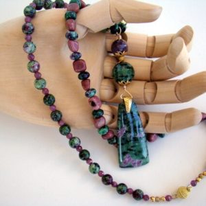 Shop Ruby Zoisite Necklaces! Ruby Zoisite Necklace | Natural genuine Ruby Zoisite necklaces. Buy crystal jewelry, handmade handcrafted artisan jewelry for women.  Unique handmade gift ideas. #jewelry #beadednecklaces #beadedjewelry #gift #shopping #handmadejewelry #fashion #style #product #necklaces #affiliate #ad