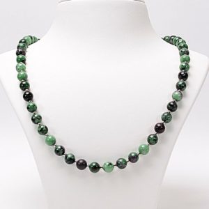 Shop Ruby Zoisite Necklaces! Ruby Zoisite Necklace Gift For Women or Men, 8mm Gemstone Necklace , %100 original and real natural stone | Natural genuine Ruby Zoisite necklaces. Buy crystal jewelry, handmade handcrafted artisan jewelry for women.  Unique handmade gift ideas. #jewelry #beadednecklaces #beadedjewelry #gift #shopping #handmadejewelry #fashion #style #product #necklaces #affiliate #ad