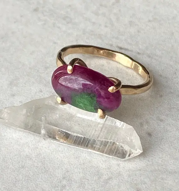 Ruby Zoisite Ring, Ruby Ring, Pink Green Gemstone Ring, Cantikjewelry