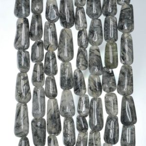 Shop Rutilated Quartz Chip & Nugget Beads! 8×5-13x6mm Acicular Rutilated Quartz Gemstone Teardrop Nugget Loose Beads 14 inch Full Strand (90185184-897) | Natural genuine chip Rutilated Quartz beads for beading and jewelry making.  #jewelry #beads #beadedjewelry #diyjewelry #jewelrymaking #beadstore #beading #affiliate #ad