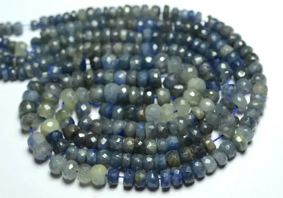 14 Inch Strand Natural Sapphire Rondelle Beads 3.5mm To 5.5mm Faceted Gemstone Rondelle Beads Blue Sapphire Beads Roundelle Jewellery No3701