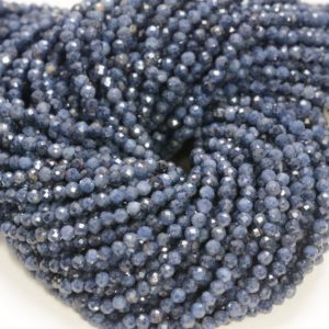 3MM Blue Sapphire Gemstone Dark Blue Micro Faceted Round Grade Aaa Beads 15inch WHOLESALE (80010168-A195) | Natural genuine faceted Sapphire beads for beading and jewelry making.  #jewelry #beads #beadedjewelry #diyjewelry #jewelrymaking #beadstore #beading #affiliate #ad