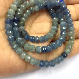 Shop Sapphire Faceted Beads! Natural Faceted Blue Sapphire Rondelle Beads 6.5mm Loose Gemstone Beads 17" Strand New Arrival | Natural genuine faceted Sapphire beads for beading and jewelry making.  #jewelry #beads #beadedjewelry #diyjewelry #jewelrymaking #beadstore #beading #affiliate #ad