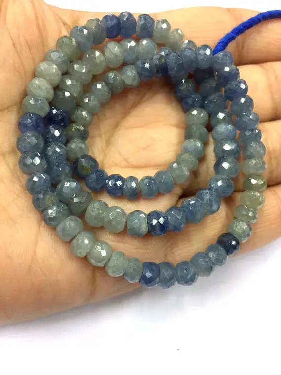 Natural Faceted Blue Sapphire Rondelle Beads 6.5mm Loose Gemstone Beads 17" Strand New Arrival