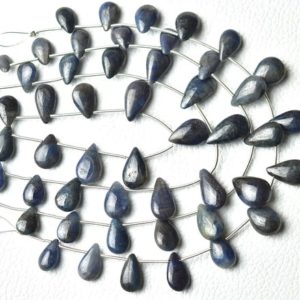 Shop Sapphire Bead Shapes! Natural Blue Sapphire Plain Pear Beads 6x9mm to 9x15mm Smooth Pear Briolettes Gemstone Beads Strand Sapphire Beads 7.5 Inches Strand No5717 | Natural genuine other-shape Sapphire beads for beading and jewelry making.  #jewelry #beads #beadedjewelry #diyjewelry #jewelrymaking #beadstore #beading #affiliate #ad