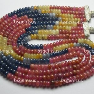 Shop Sapphire Rondelle Beads! 14 Inches Strand, natural Multi Sapphire Smooth Rondelles Shape , size-5-6mm | Natural genuine rondelle Sapphire beads for beading and jewelry making.  #jewelry #beads #beadedjewelry #diyjewelry #jewelrymaking #beadstore #beading #affiliate #ad