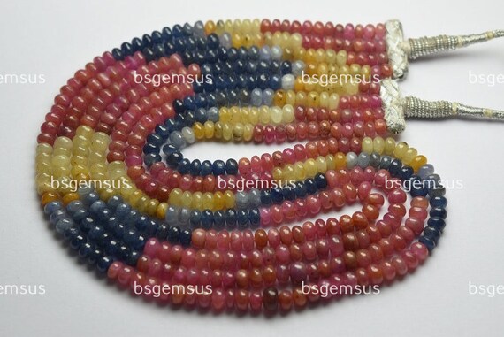 14 Inches Strand,natural Multi Sapphire Smooth Rondelles Shape ,size-5-6mm