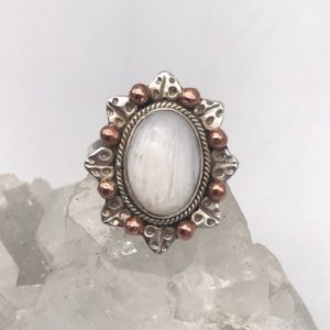 Shop Scolecite Rings! Unique Scolecite Ring, Size 8 1/2 | Natural genuine Scolecite rings, simple unique handcrafted gemstone rings. #rings #jewelry #shopping #gift #handmade #fashion #style #affiliate #ad