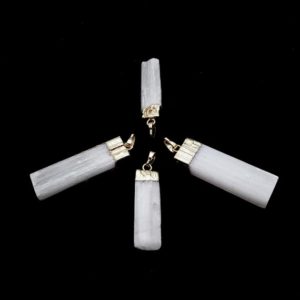 Shop Selenite Beads! Gold Plated Selenite Raw Blade Stick Point Pendant 40-50mm Sold Per Piece | Natural genuine chip Selenite beads for beading and jewelry making.  #jewelry #beads #beadedjewelry #diyjewelry #jewelrymaking #beadstore #beading #affiliate #ad
