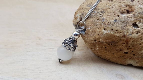 Minimalist Filigree Selenite Pendant Necklace. Crystal Reiki Jewelry Uk. Bali Silver Cone. Empowered Crystals C1