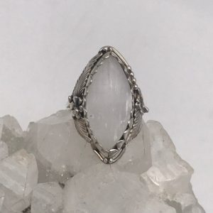 Shop Selenite Rings! Selenite Ring, Size 8 1/2 | Natural genuine Selenite rings, simple unique handcrafted gemstone rings. #rings #jewelry #shopping #gift #handmade #fashion #style #affiliate #ad
