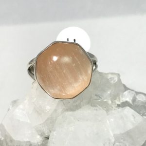 Shop Selenite Rings! Unique Orange Selenite Ring, Size 11 | Natural genuine Selenite rings, simple unique handcrafted gemstone rings. #rings #jewelry #shopping #gift #handmade #fashion #style #affiliate #ad