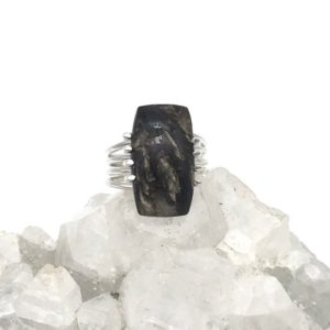Shop Seraphinite Rings! Black Seraphinite Ring, Size 6 | Natural genuine Seraphinite rings, simple unique handcrafted gemstone rings. #rings #jewelry #shopping #gift #handmade #fashion #style #affiliate #ad