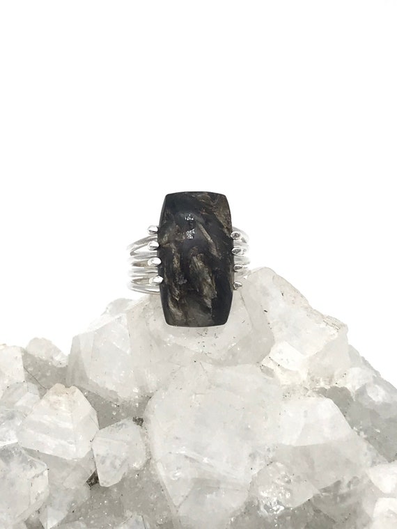 Black Seraphinite Ring, Size 6