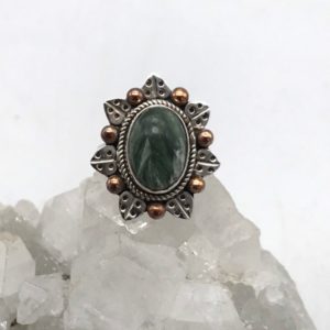 Shop Seraphinite Rings! Seraphinite Ring, Size 6 | Natural genuine Seraphinite rings, simple unique handcrafted gemstone rings. #rings #jewelry #shopping #gift #handmade #fashion #style #affiliate #ad