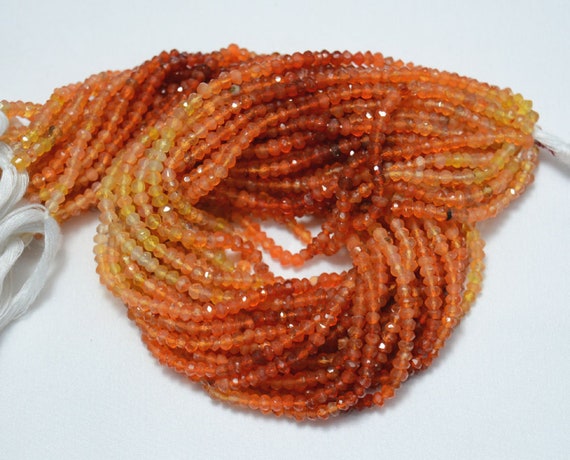 Shaded Carnelian Rondelle Beads, 4mm Carnelian Faceted Beads, Shaded Carnelian Rondelle Beads, Beads For Necklace, 12.5 Inch Strand # Bd 112