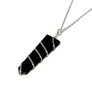 Shungite Point Pendant Necklace | Natural genuine Shungite pendants. Buy crystal jewelry, handmade handcrafted artisan jewelry for women.  Unique handmade gift ideas. #jewelry #beadedpendants #beadedjewelry #gift #shopping #handmadejewelry #fashion #style #product #pendants #affiliate #ad
