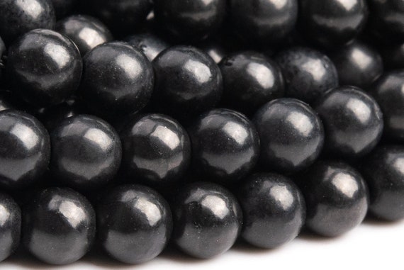 Genuine Natural Shungite Gemstone Beads 4mm Carbon Black Round Loose Beads (115974)