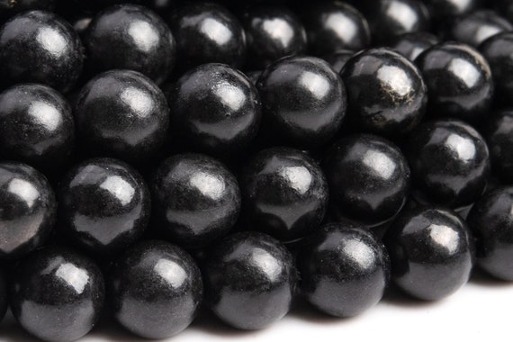 Genuine Natural Shungite Gemstone Beads 5-6mm Carbon Black Round Loose Beads (112704)