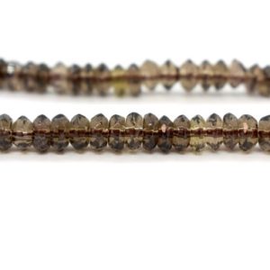 Shop Smoky Quartz Rondelle Beads! Smoky Quartz (Heated/Irradiated) Faceted Rondelle Gemstone Beads – 6mm (15" Strand) Gray/Brown Gemstone Beads for Jewelry Making, Spacers | Natural genuine rondelle Smoky Quartz beads for beading and jewelry making.  #jewelry #beads #beadedjewelry #diyjewelry #jewelrymaking #beadstore #beading #affiliate #ad