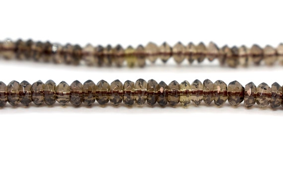 Smoky Quartz (heated/irradiated) Faceted Rondelle Gemstone Beads - 6mm (15" Strand) Gray/brown Gemstone Beads For Jewelry Making, Spacers