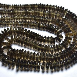 Shop Smoky Quartz Rondelle Beads! Smoky Quartz Tyre Beads – 8 inches – Natural Faceted German Cut Smoky Quartz Rondelle – Size is 6 – 10 mm #061 | Natural genuine rondelle Smoky Quartz beads for beading and jewelry making.  #jewelry #beads #beadedjewelry #diyjewelry #jewelrymaking #beadstore #beading #affiliate #ad