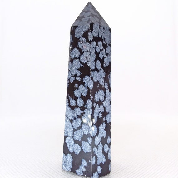 Snowflake Obsidian, 3.5", Point, Display, Specimen, Gemstone, Mineral, Rock, White, Black, #r-3479