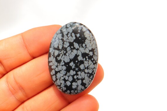 Snowflake Obsidian Cabochon, Natural Snowflake Obsidian Cabochon, Polished Snowflake Obsidian, Snowflake Obsidian For Jewelry Gems #7059