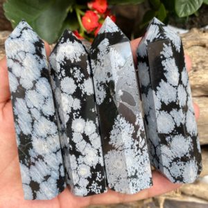 Snowflake Obsidian Crystal，Obsidian Points，Obsidian Tower，Healing Crystals and stones，Snowflake Obsidian，Chakra Crystals，Minerals and Stones | Natural genuine stones & crystals in various shapes & sizes. Buy raw cut, tumbled, or polished gemstones for making jewelry or crystal healing energy vibration raising reiki stones. #crystals #gemstones #crystalhealing #crystalsandgemstones #energyhealing #affiliate #ad