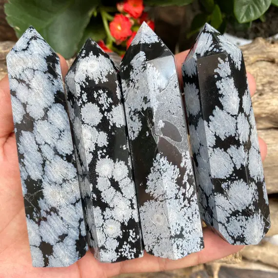 Snowflake Obsidian Crystal，obsidian Points，obsidian Tower，healing Crystals And Stones，snowflake Obsidian，chakra Crystals，minerals And Stones