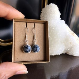 Shop Snowflake Obsidian Earrings! Snowflake Obsidian Earrings, Snowflake Obsidian Jewelry | Natural genuine Snowflake Obsidian earrings. Buy crystal jewelry, handmade handcrafted artisan jewelry for women.  Unique handmade gift ideas. #jewelry #beadedearrings #beadedjewelry #gift #shopping #handmadejewelry #fashion #style #product #earrings #affiliate #ad
