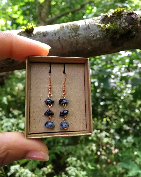 Snowflake Obsidian Earrings, Obsidian Earrings, Obsidian Jewelry